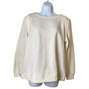 LIZ CLAIBORNE WOMEN'S CREW NECK PULLOVER LONG SLEEVE SWEATSHIRT CREMA SIZE L